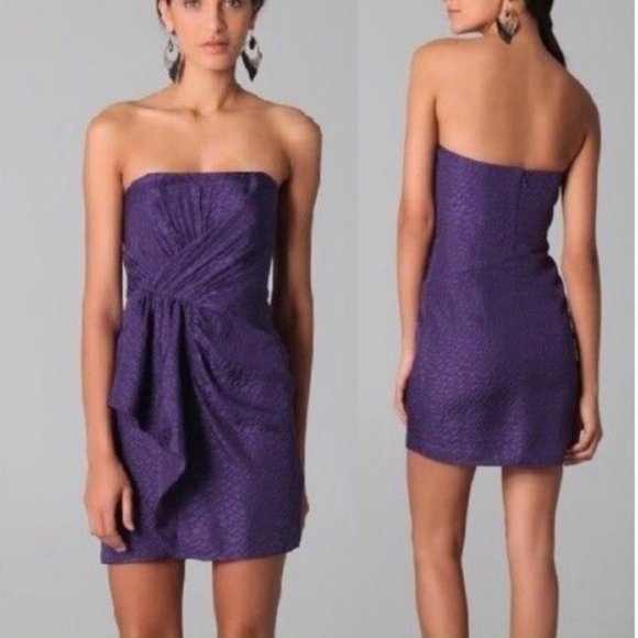 Shoshanna Silk Strapless Dress Purple Size 2 Anthropologie - Picture 1 of 6